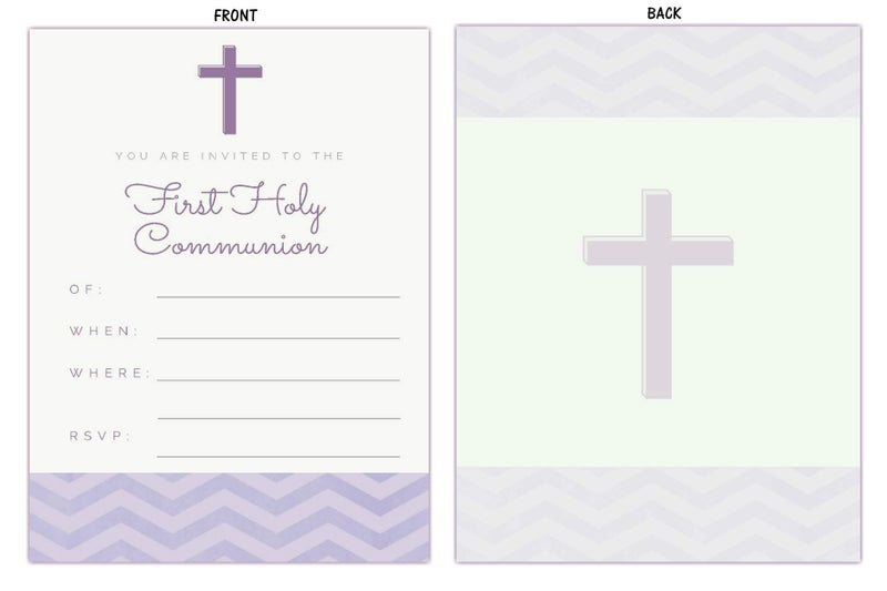 Elcer 20 First Holy Communion Invitations for Girls | Religious Party Invitation Fill in Blank Cards Invites | with white envelopes | 5" x 7" inches - Image 2